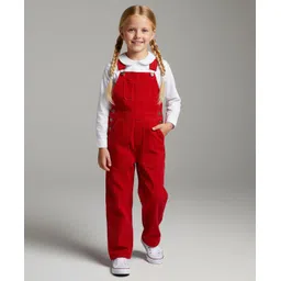cherry crumble by nitt hyman Cherry Crumble By Nitt Cotton Woven Sleeveless Solid Dungaree - Peach-picture-23