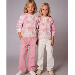 Cherry Crumble By Nitt Hyman Cotton Knit Full Sleeves Cable Knit Designed Tie & Dye Unisex Sweater - Multi Colour-picture-13