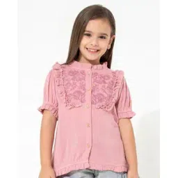 cherry crumble by nitt hyman Embroidered Regular Fit Top with Short Sleeves-picture-11