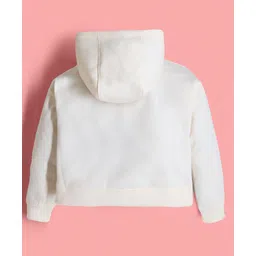 Cherry Crumble By Nitt Hyman Full Sleeves Floral Patch Embroidered Hooded Sweatshirt & Pajama Set - Cream image 4