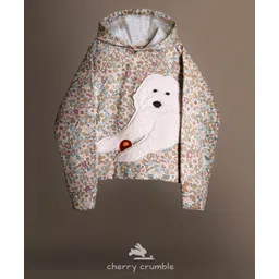 Cherry Crumble By Nitt Hyman Full Sleeves Floral Printed & Dog Embroidered Hoodie - Multi Colour-picture-19
