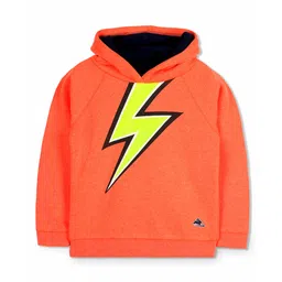 Cherry Crumble By Nitt Hyman Full Sleeves Lightning Print Shade Hooded Sweatshirt - Orange-picture-31