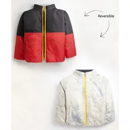 Cherry Crumble By Nitt Hyman Full Sleeves Woven Colour Block & Vintage Foral Printed Reversible Jacket - Multi Colour-picture-23