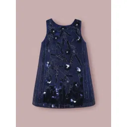 Cherry Crumble By Nitt Hyman Girls Navy Blue Polyester Embellished Dress-picture-12