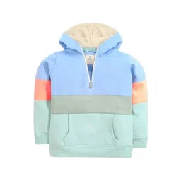 Cherry Crumble by Nitt Hyman Kids Green & Blue Color Block Full Sleeves Sweatshirt-picture-11