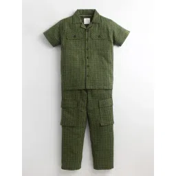 Cherry Crumble by Nitt Hyman Kids Green Chequered Top Set-picture-45