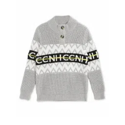 Cherry Crumble By Nitt Hyman Kids Grey & White Self Design Sweater-picture-10