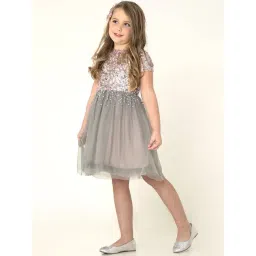Cherry Crumble By Nitt Hyman Kids Grey Embellished Dress image 4
