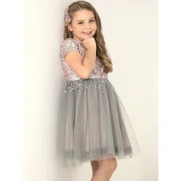 Cherry Crumble By Nitt Hyman Kids Grey Embellished Dress image 3