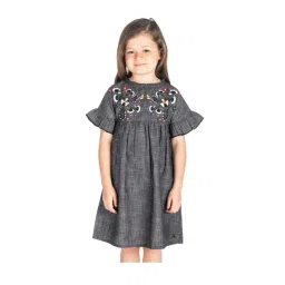 Cherry Crumble By Nitt Hyman Kids Grey Embroidered Dress-picture-21