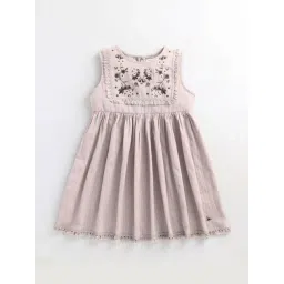 Cherry Crumble by Nitt Hyman Kids Grey Embroidered Dress-picture-28