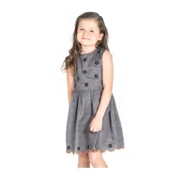 Cherry Crumble By Nitt Hyman Kids Grey Embroidered Dress-picture-26
