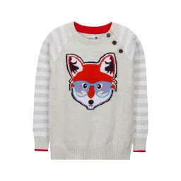 Cherry Crumble By Nitt Hyman Kids Grey Embroidered Sweater-picture-35