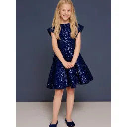 Cherry Crumble By Nitt Hyman Kids Navy Embellished Dress-picture-23