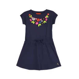 Cherry Crumble By Nitt Hyman Kids Navy Embroidered Dress-picture-12