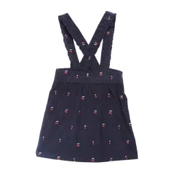 Cherry Crumble By Nitt Hyman Kids Navy Embroidered Pinafore Dress image 2