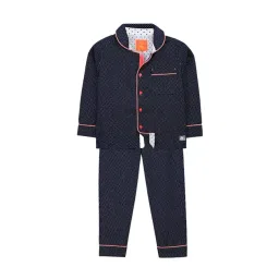 Cherry Crumble by Nitt Hyman Kids Navy Printed Polka Dots Nightsuit-picture-31