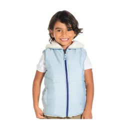 Cherry Crumble By Nitt Hyman Kids Off White & Grey Quilted Reversible Hooded Jacket-picture-13