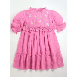 Cherry Crumble By Nitt Hyman Kids Pink Embroidered Dress-picture-42
