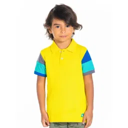 Cherry Crumble By Nitt Hyman Kids Yellow Color Block Pattern Polo T-Shirt-picture-37