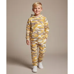 Cherry Crumble By Nitt Hyman Knit Full Sleeves Camouflage Printed Coordinating Winter Unisex Tee & Pajama Set - Beige-picture-35