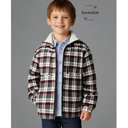 Cherry Crumble By Nitt Hyman Knit Full Sleeves Checked Reversible Unisex Jacket - Multi Colour-picture-41