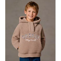 Cherry Crumble By Nitt Hyman Knit Full Sleeves Cherry Text Patch Detailed Unisex Winter Sweatshirt - Brown-picture-20