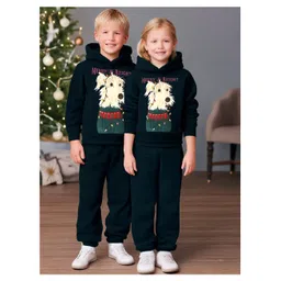 Cherry Crumble By Nitt Hyman Knit Full Sleeves Cute Dog Patch Embroidered Hooded Sweatshirt & Joggers Set - Dark Grey-picture-32