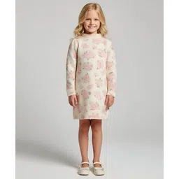 Cherry Crumble By Nitt Hyman Knit Full Sleeves Floral Printed Sweater Style Dress - Multi Colour-picture-21