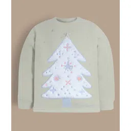 Cherry Crumble By Nitt Hyman Knit Full Sleeves Tree Patch Detailed Winter Night Suit Set - Mint image 4