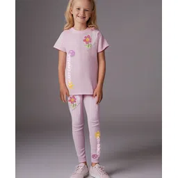 Cherry Crumble By Nitt Hyman Knit Half Sleeves Floral Printed Coordinating Night Suit Set - Pink-picture-29