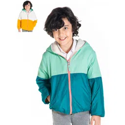 Cherry Crumble Boys Green & Mustard Colourblocked Reversible Bomber-picture-35