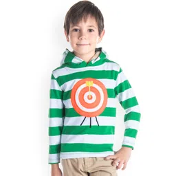 Cherry Crumble Boys Green & White Striped Hooded Sweatshirt-picture-39