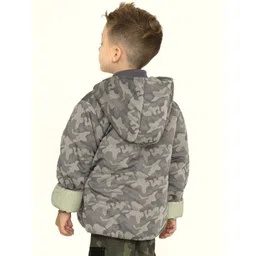 Cherry Crumble Boys Hooded Camouflage Reversible Casual Puffer Jacket image 3