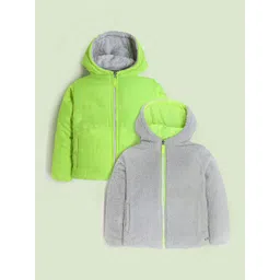 Cherry Crumble Boys Hooded Lightweight Reversable Padded Jacket-picture-12