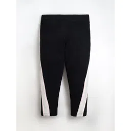 Cherry Crumble Girls Black & White Colorblocked Slim-Fit Track Pants-picture-26
