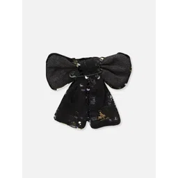 Cherry Crumble Girls Black Solid Sequin Embellished Reversible Princess Bow Tie image 2