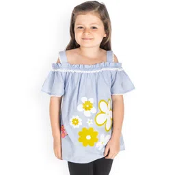 Cherry Crumble Girls Blue & Green Printed A-Line Top-picture-45