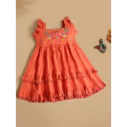 Cherry Crumble Girls Embroidered Fit & Flare Dress-picture-42