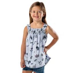 Cherry Crumble Girls Floral Printed Square Neck Cotton A-Line Top-picture-57