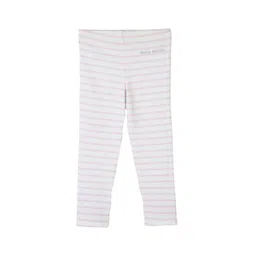 Cherry Crumble Girls Grey & Pink Striped Leggings-picture-35