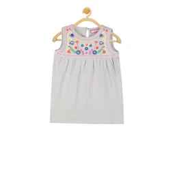 Cherry Crumble Girls Grey Embroidered Pure Cotton Top-picture-32