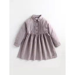 Cherry Crumble Girls Grey Solid Fit and Flare Dress-picture-29