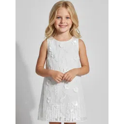 Cherry Crumble Girls Self Design Sleeveless A-Line Dress-picture-34