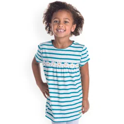 Cherry Crumble Girls White & Green Striped Top-picture-41