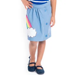 Cherry Crumble Infants Girls Blue Rainbow Applique Work Knee-Length Straight Skirts-picture-26