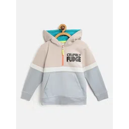 Cherry Crumble Kids Beige & Grey Colourblocked Hooded Sweatshirt-picture-28