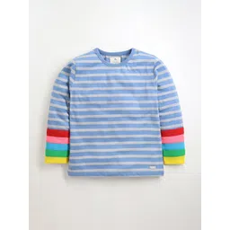 Cherry Crumble Kids Blue & Grey Striped Cotton T-shirt-picture-26