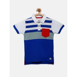 Cherry Crumble Kids Blue & White Striped Polo Collar T-shirt-picture-56