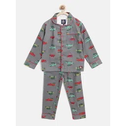 Cherry Crumble Kids Grey & Green Printed Night Suit WS-NSUIT-3347-picture-24
